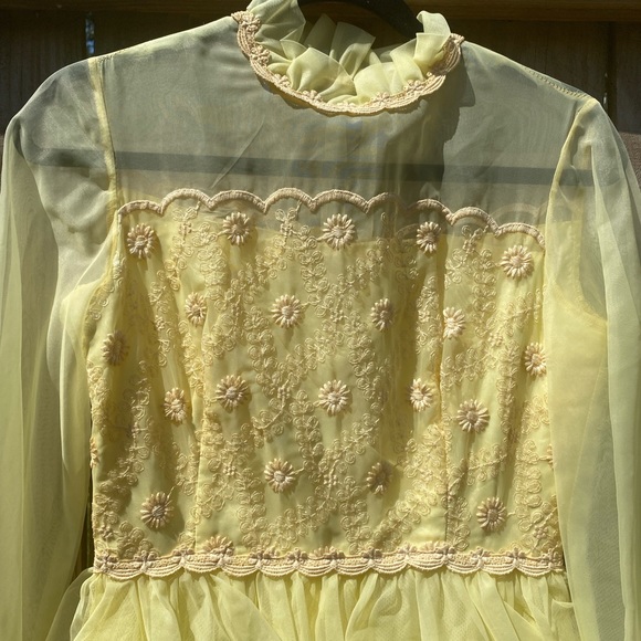 Vintage Nadine Lemon Yellow Ruffled Tiered Dress - Picture 2 of 16